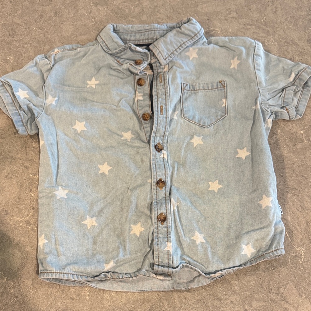 Little Sleepies Light Blue Denim Star 3T Kids Shirt
